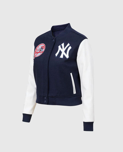 Women's MLB New York Yankees Blue White Varsity Jacket