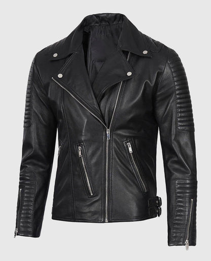 Men's Black Leather Motorcycle Jacket