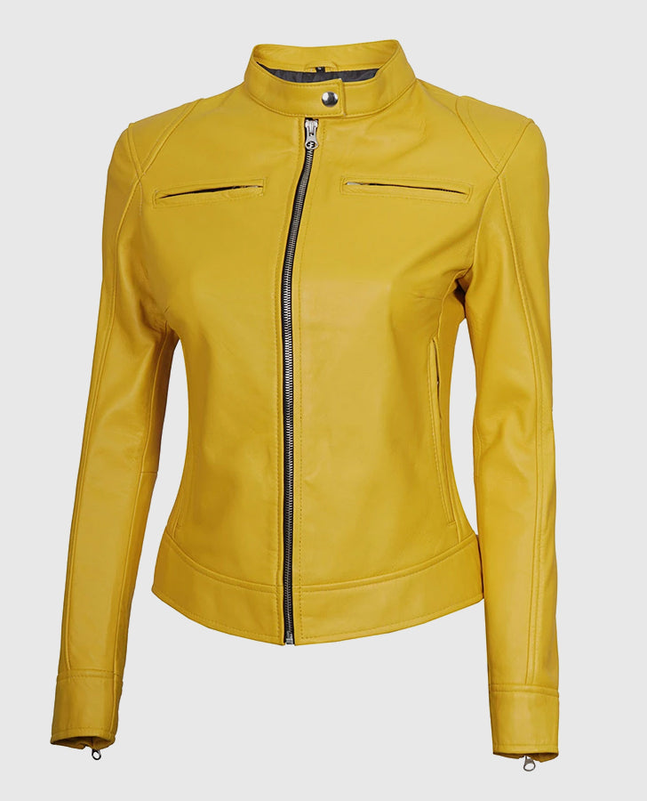 Women's-Yellow-Cafe-Racer-Leather-Jacket