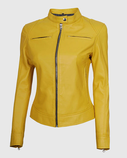 Women's-Yellow-Cafe-Racer-Leather-Jacket