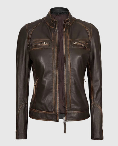 Womens-Rub-Off-Dark-Brown-Quilted-Leather-Cafe-Racer-Jacket