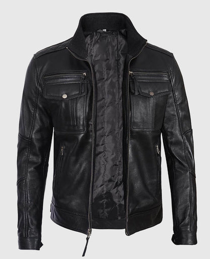 Moffit Men's Cafe Racer Leather Jacket