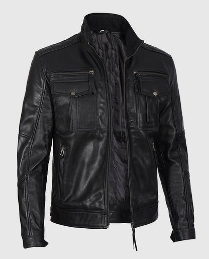 Moffit Men's Cafe Racer Leather Jacket
