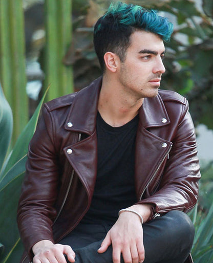 Joe Jonas Biker Leather Jacket