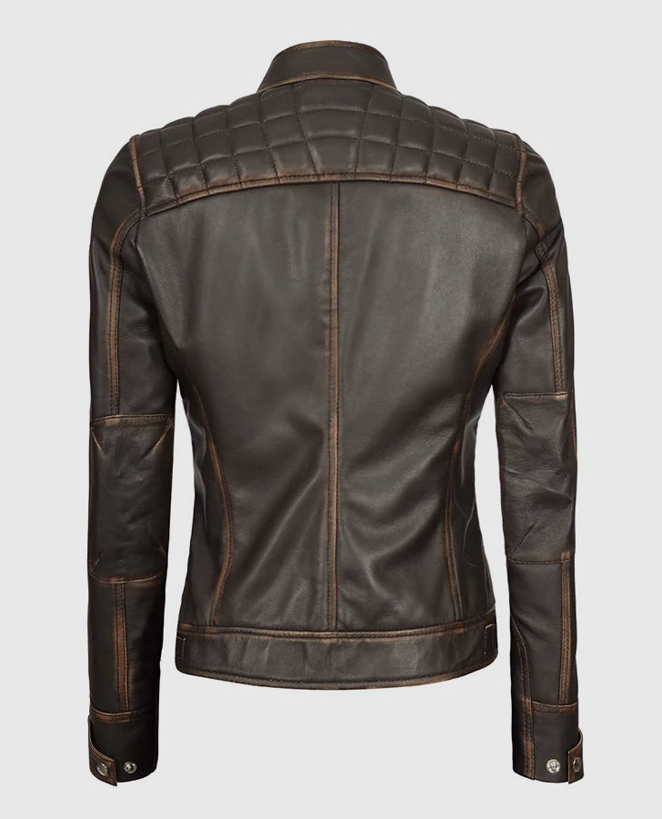 Womens-Rub-Off-Dark-Brown-Quilted-Leather-Cafe-Racer-Jacket