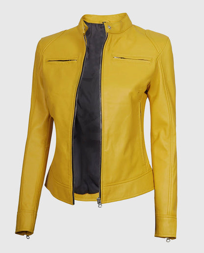Women's-Yellow-Cafe-Racer-Leather-Jacket