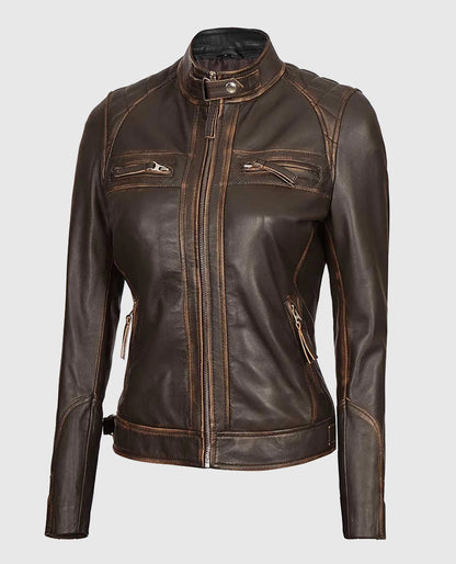 Womens-Rub-Off-Dark-Brown-Quilted-Leather-Cafe-Racer-Jacket