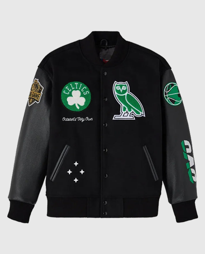 Boston Celtics OVO Black Varsity Jacket