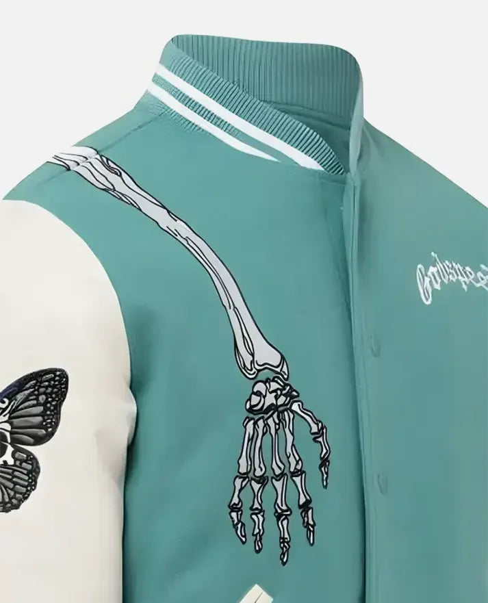 Rod Godspeed Skull Mint Varsity Jacket