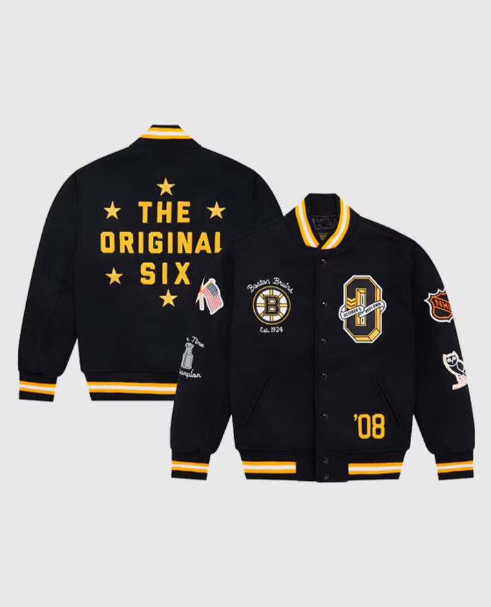 Boston Bruins OVO Black Varsity Jacket