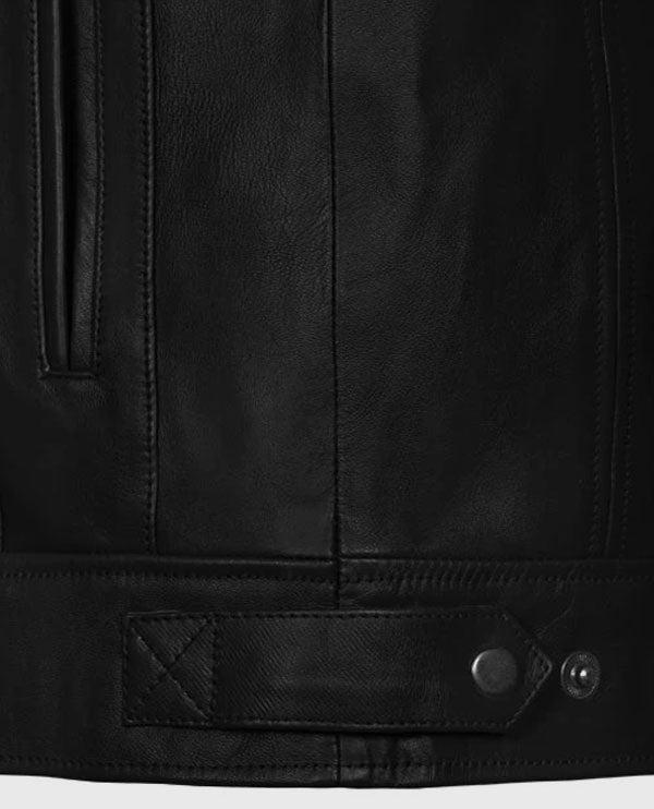 Men’s Black Slim Fit Cafe Racer Leather Jacket