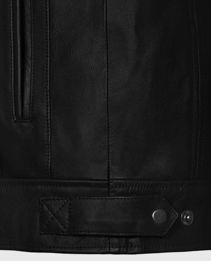 Men’s Black Slim Fit Cafe Racer Leather Jacket