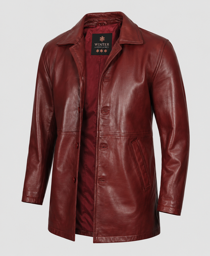 Maroon Leather Coat