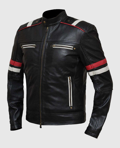Men's Retro Cafe Racer Black Leather Jacket
