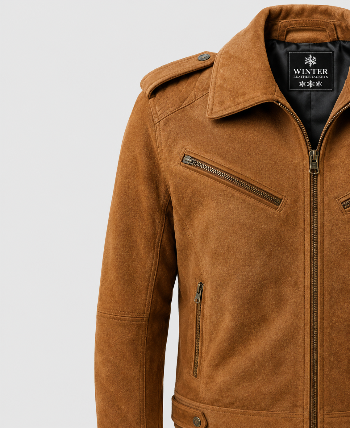 Men's Camel Brown Suede Leather Jacket 