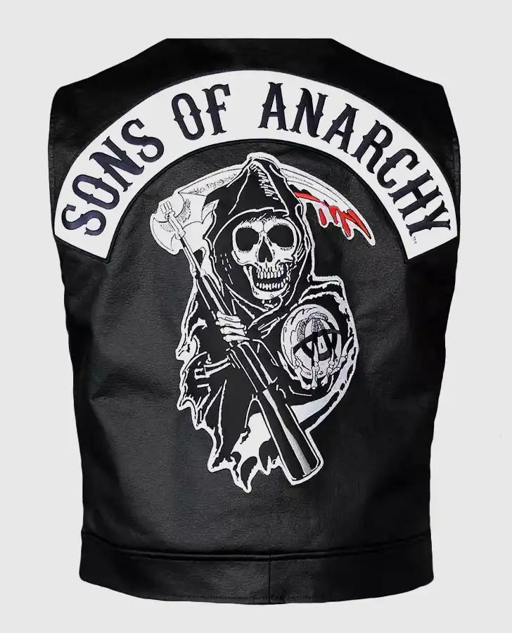 Sons Of Anarchy Black Biker Leather Vest