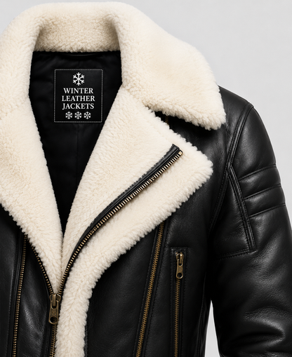 B3 Bomber Black Leather Jacket