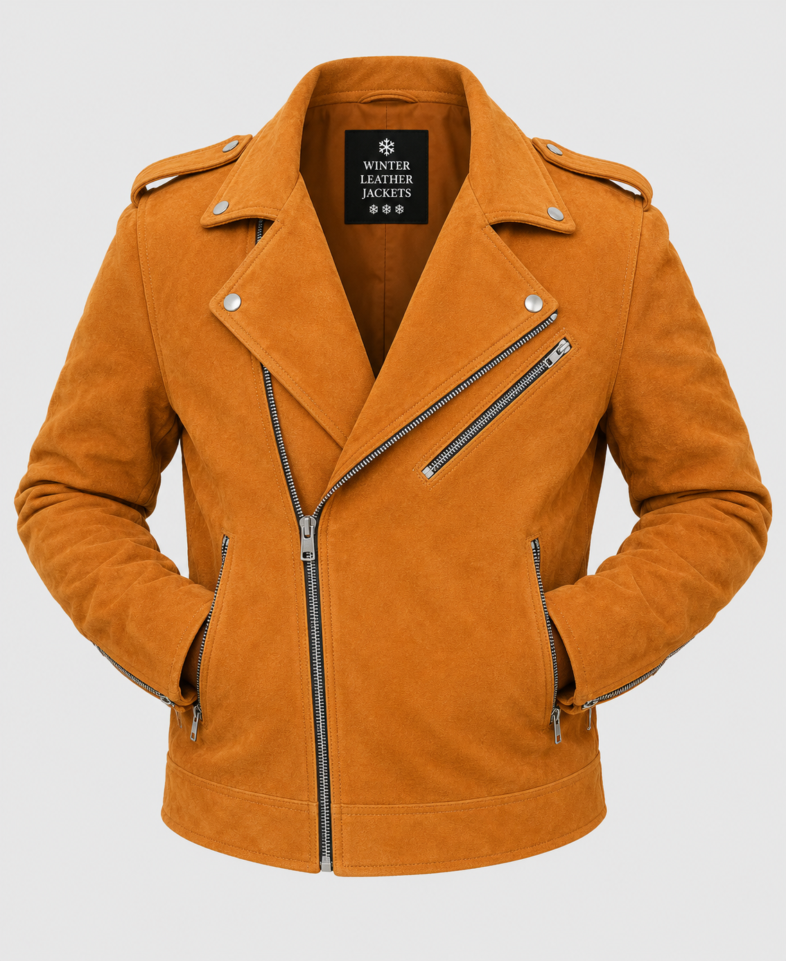 Camel Brown Suede Biker Leather Jacket