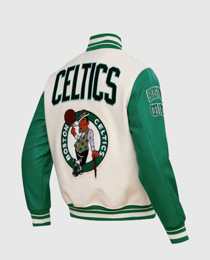 Men's NBA Boston Celtics White Green Varsity Jacket