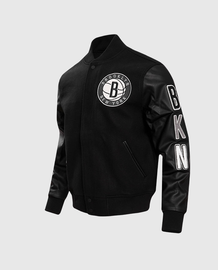 Men's NBA Brooklyn Nets Black Varsity Jacket