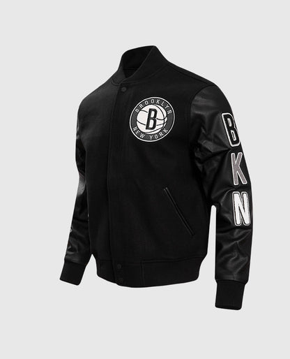 Men's NBA Brooklyn Nets Black Varsity Jacket