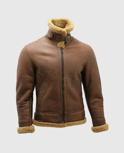 Men's B3 Shearling Flying Aviator Brown Leather Jacket