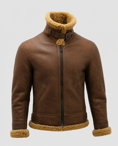Men's B3 Shearling Flying Aviator Brown Leather Jacket