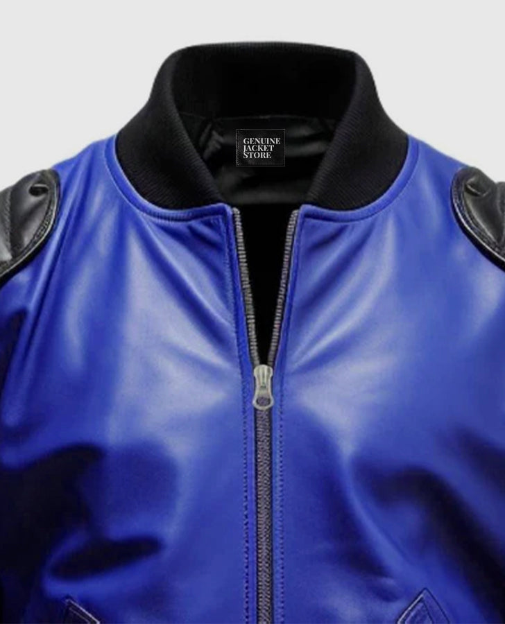 Mens-Blue-&-Black-Leather-Bomber-Jacket