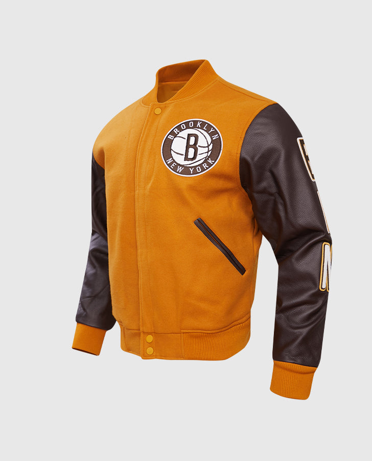 Men's NBA Brooklyn Nets Brown Varsity Jacket