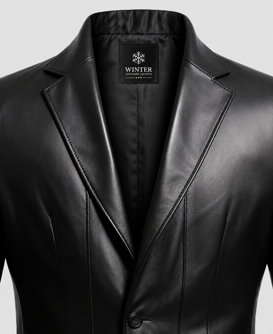 2 Button Black Leather Blazer