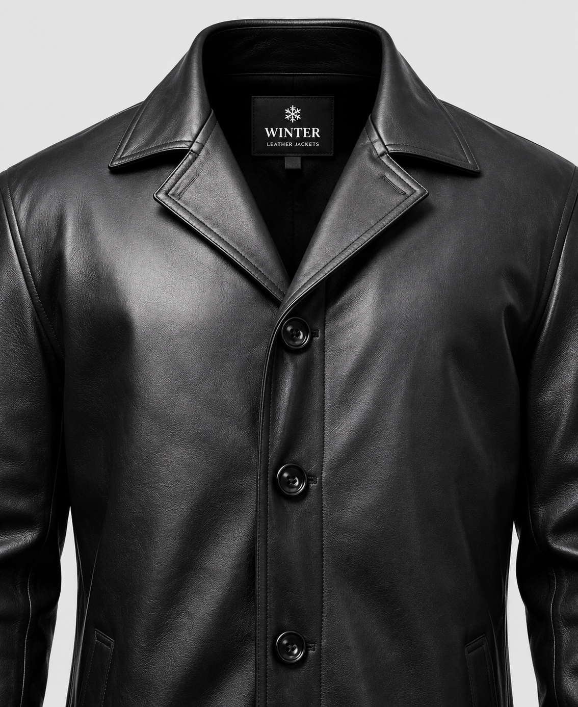 Black Leather Car Style Coat