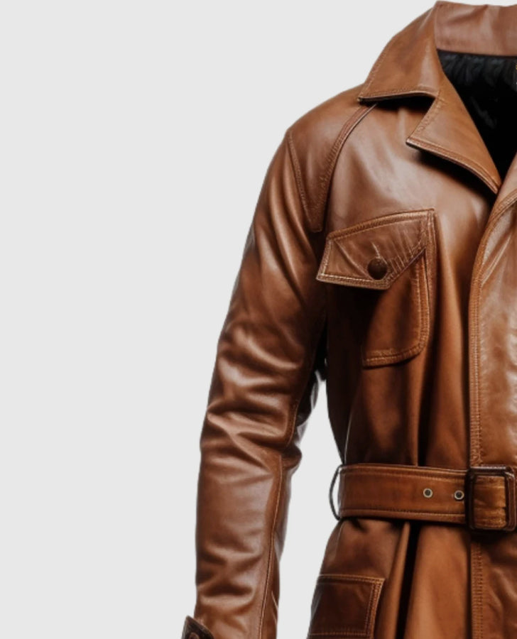 Men's Brown Leather Coat