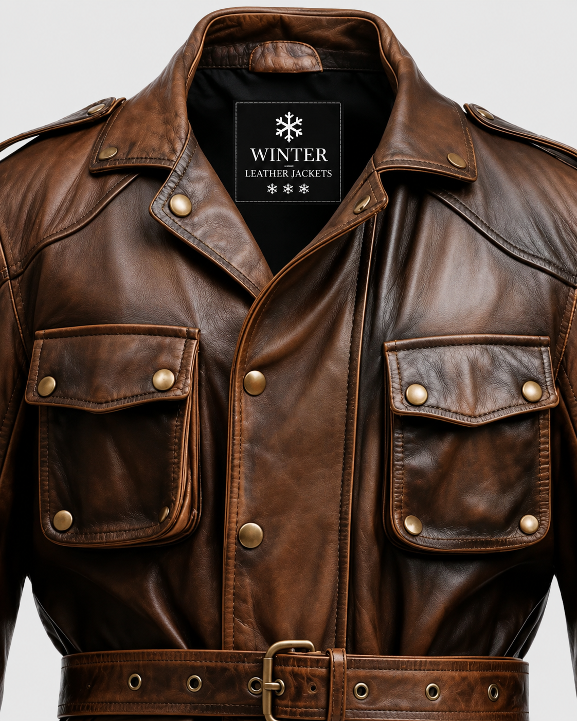 Men's Military Style Vintage Leather Jacket