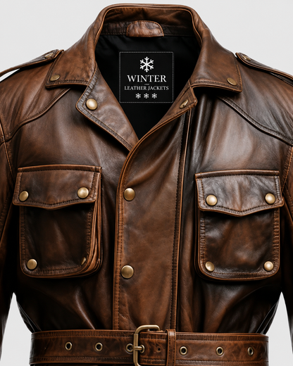 Men's Military Style Vintage Leather Jacket