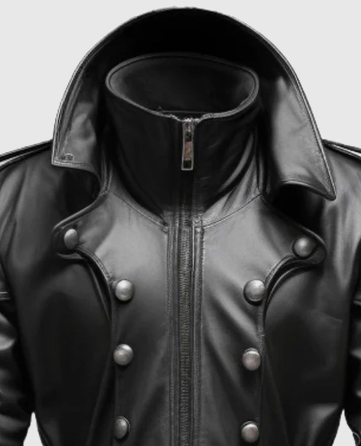 Men's Stylish Black Hooded Leather Coat