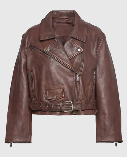 Gigi Hadid Brown Leather Jacket