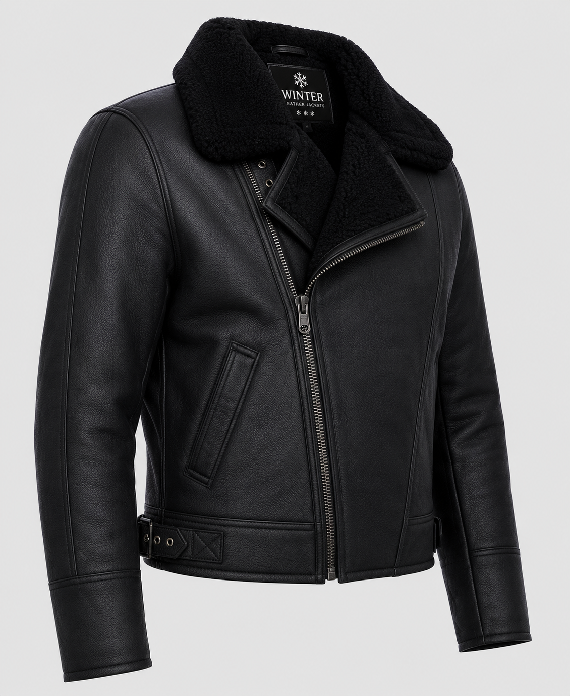 Aviator Black Leather Shearling Jacket