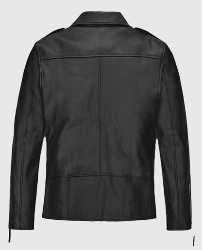 Ansel Elgort Black Leather Jacket