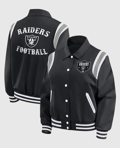 Las Vegas Raiders Lightweight Black Varsity Satin Jacket