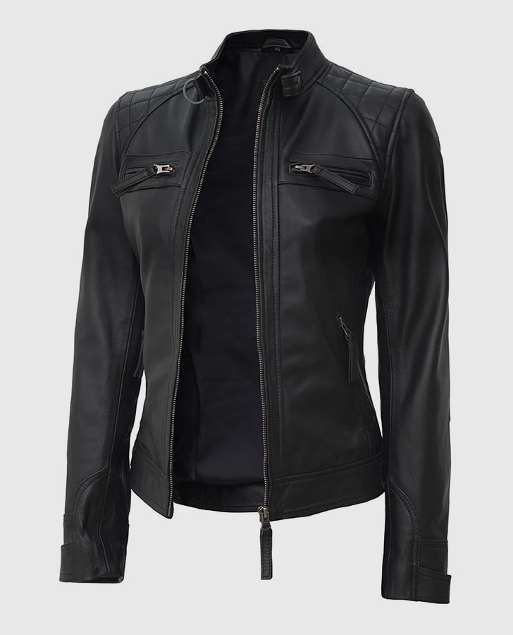 Womens-Black-Quilted-Cafe-Racer-Leather-Jacket