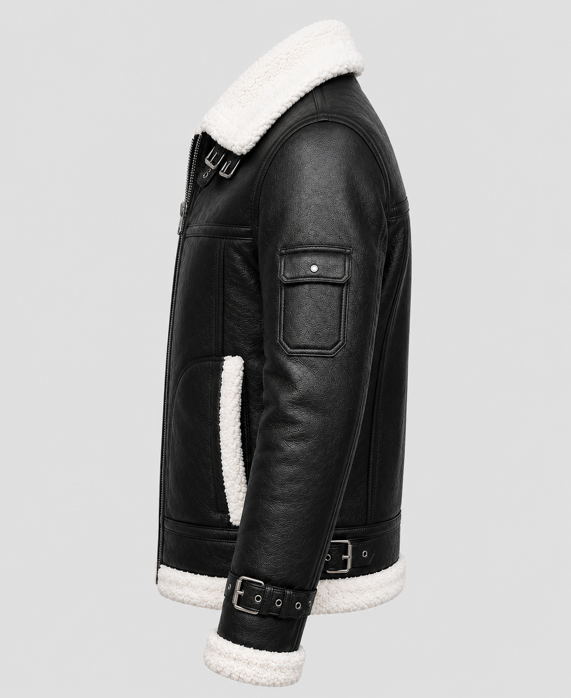 B3 Aviator Shearling Black Leather Jacket