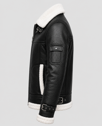 B3 Aviator Shearling Black Leather Jacket