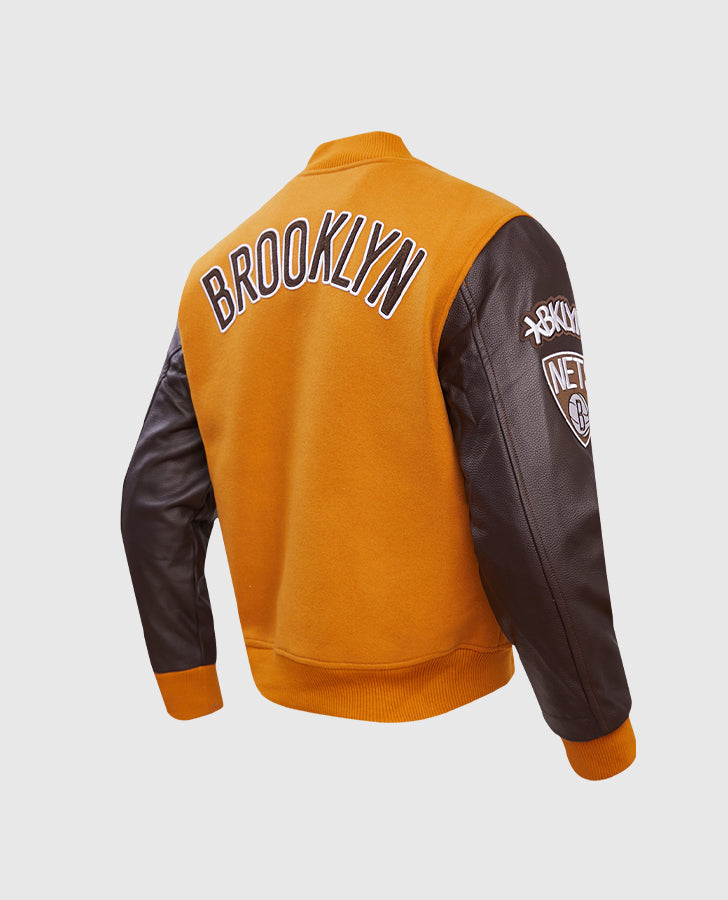 Men's NBA Brooklyn Nets Brown Varsity Jacket