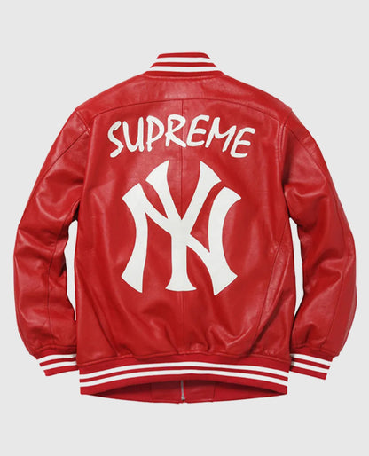 Supreme NY Yankees Varsity Leather Jacket