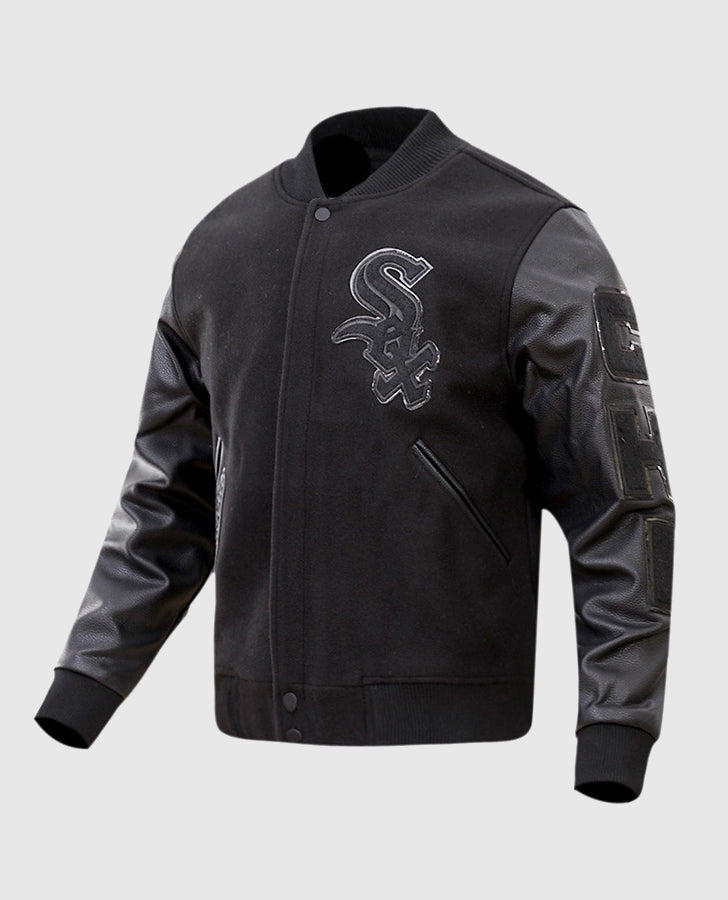 Men's MLB Chicago White Sox Black Varsity Jacket