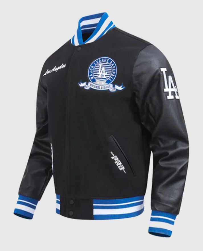 LA Dodgers Team Badge Classic Rib Varsity Jacket