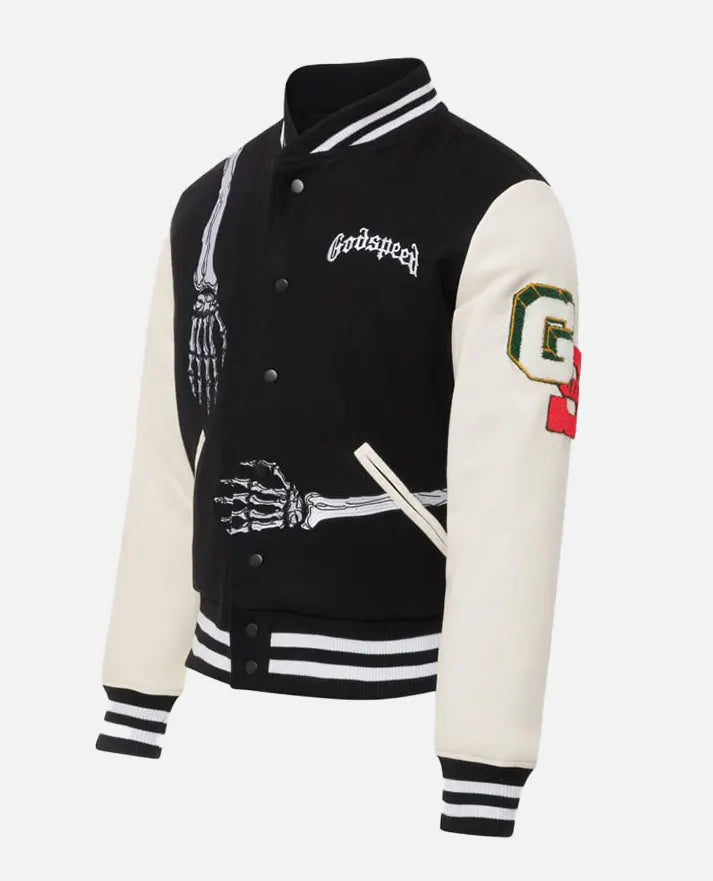 Godspeed Skull Black & White Varsity Jacket