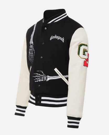 Godspeed Skull Black & White Varsity Jacket