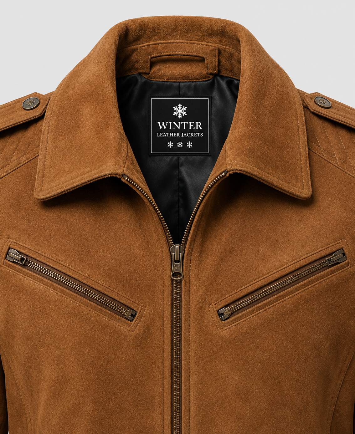 Suede Leather Jacket Camel Brown