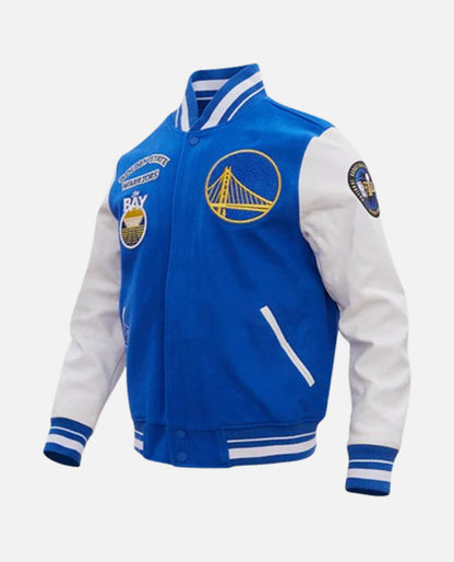Men's NBA Golden State Warriors Blue White Varsity Jacket